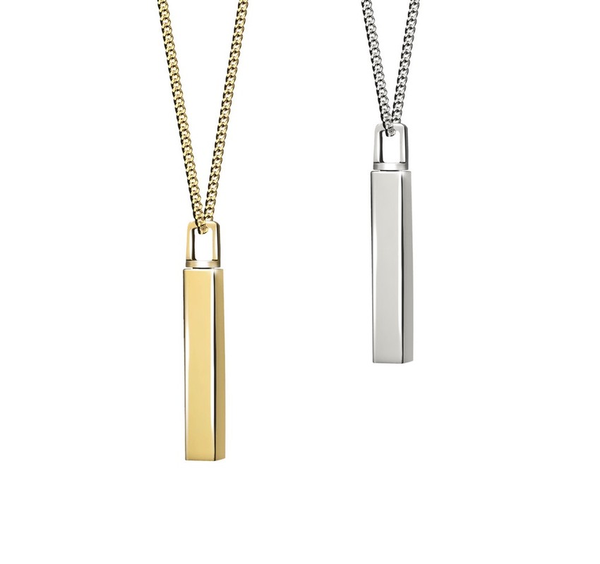 Hanger vierkant mini buis zilver, incl. collier