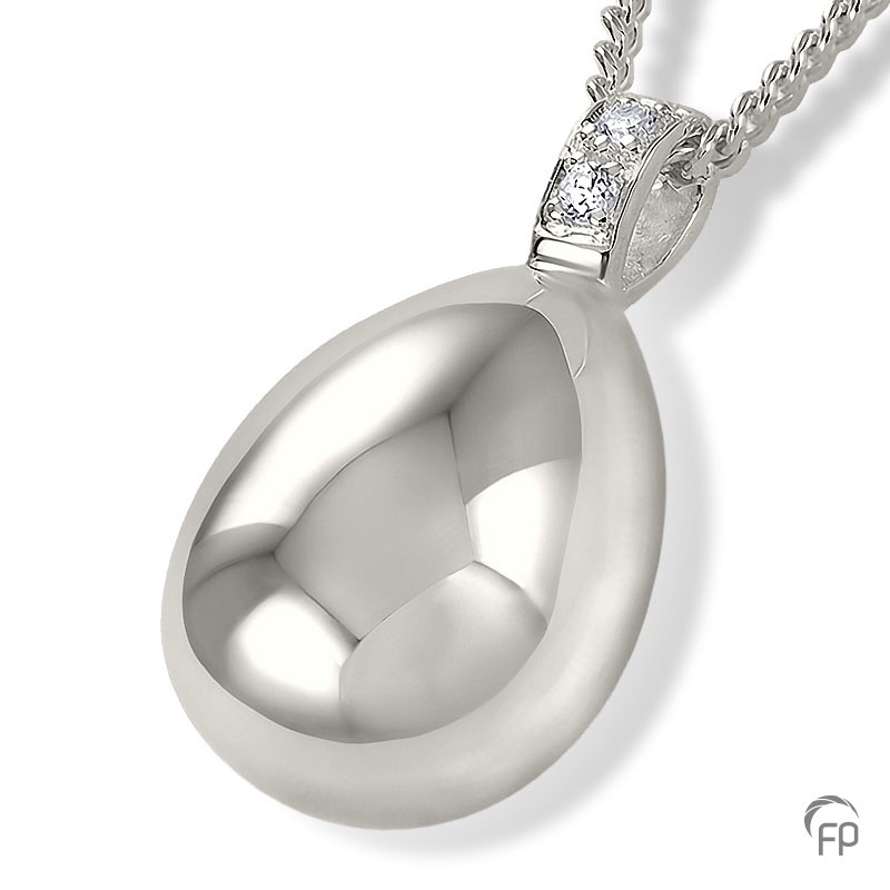 Assieraad zilver druppel met steentjes