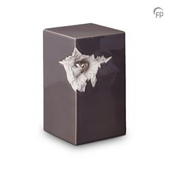 Urn keramiek vierkant grijs met hart groot