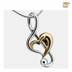 TrebleClef Ashes Pendant Pol silver&gold Vermeil
