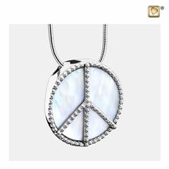 Peace Mother of Pearl Ashes Pendant Pol silver